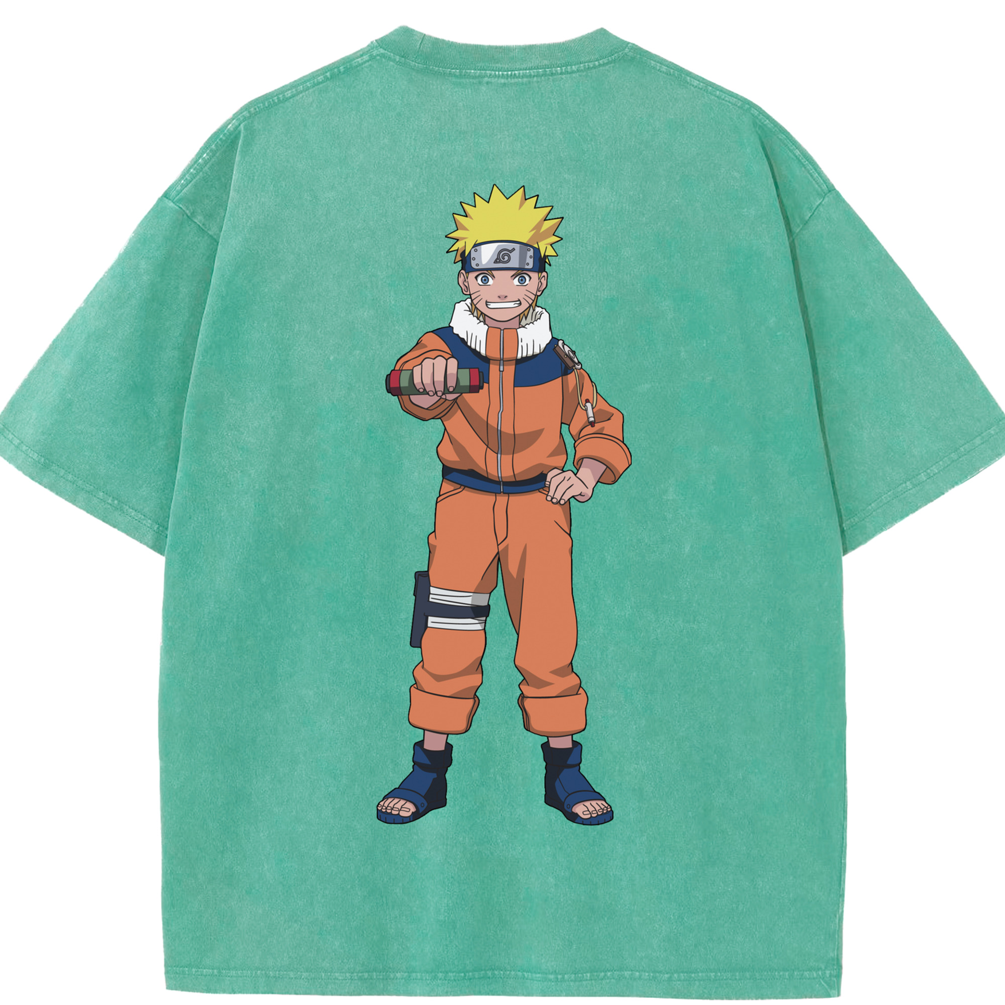 （画像用） NARUTO -ナルト- うずまき ナルト Uzumaki Naruto 綿100% ヴィンテージ風 半袖Tシャツ（背面プリント）